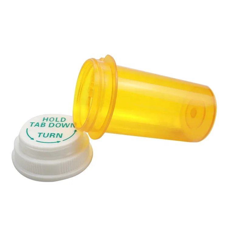 10dram Child resistant amber empty plastic 1 dram 20 dram thumb tab vial with child resistant cap