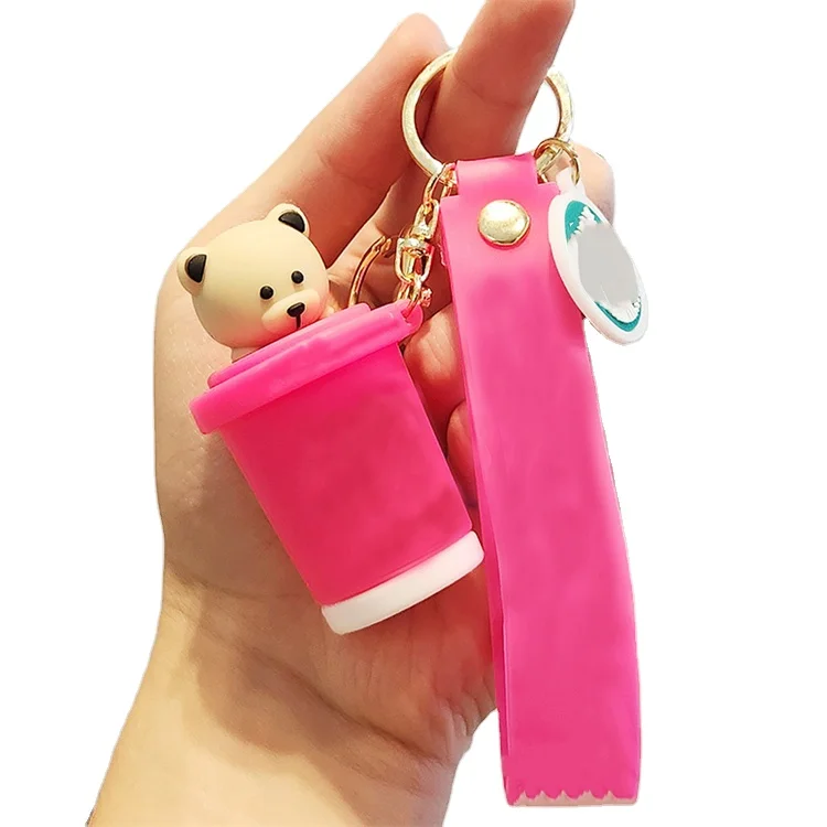 High Quality Silicon Molds Cup Shape Pvc Keychain Mini Keychain Cups Custom 3D Rubber Coffee Cup Keychain
