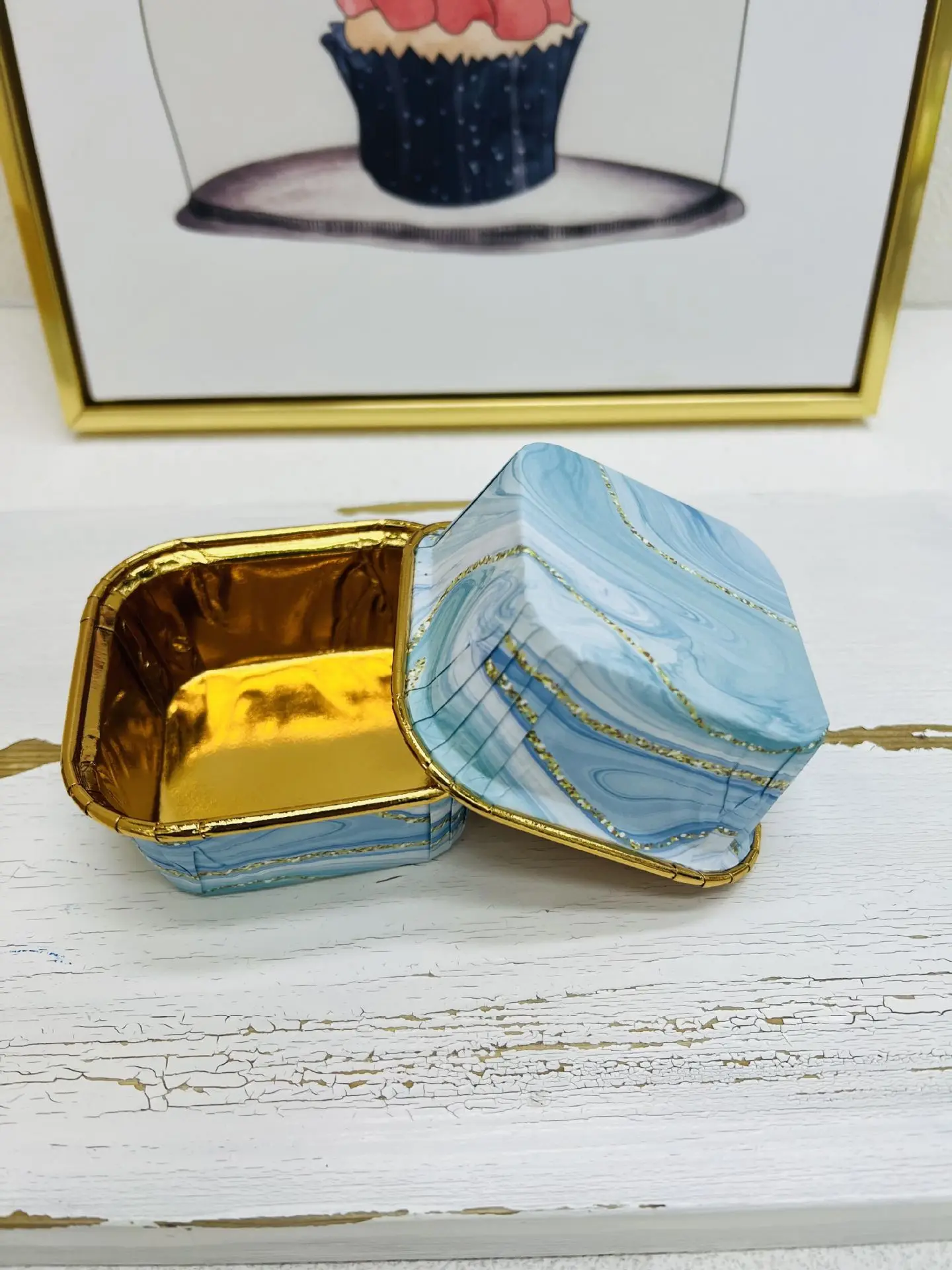Marble Series Square Baking paper cups-disposable Baking cupcake Dessert Cups Cake Baking supplies for Party  Wedding  Birthday