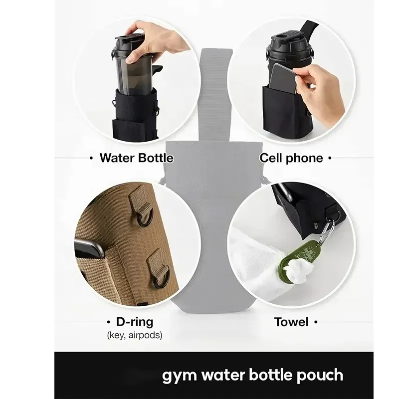 BSCI Certified Customized Adjustable Magnetic Gym Water Bottle Holder Bag Fashion Bottle Sleeve Bag Sports Water Bottle Bag