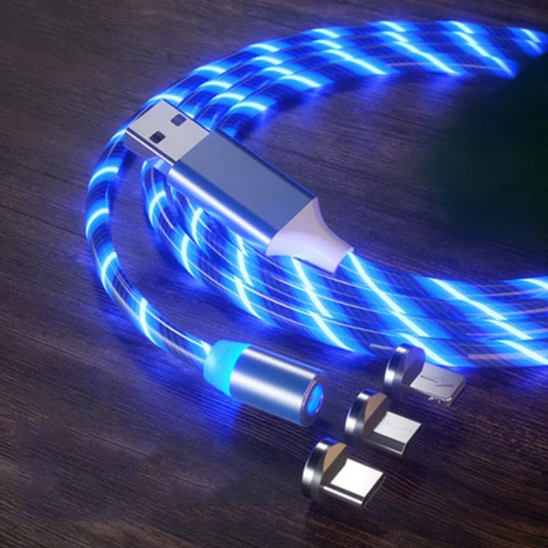 Для Iphone Sumsung Usb 3 0 кабель струящийся свет зарядное устройство в 1 телефон светодиодной подсветкой металла Луженый Медный Кабель для быстрой зарядки и передачи