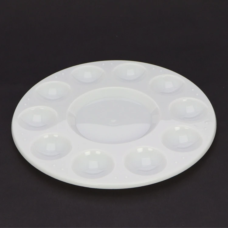 Yip Sing Wholesale white nail makeup color round 10 wells mixing plastic paint palette