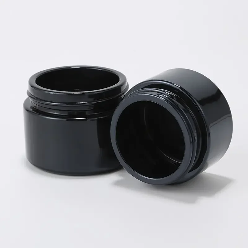 5ml-200ml Black Lid Cosmetic Containers Empty Glass Cream Jars Bamboo Lid Body Cream Serum Essential Oils Box Packing Model 30g