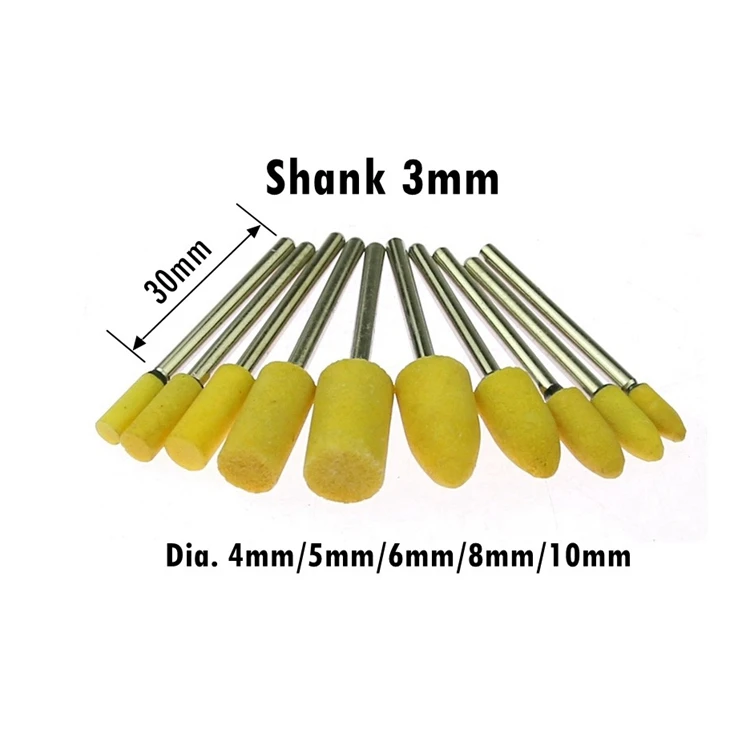 4-10mm Yellow P240 Fine Ceramic Mounted Point Polishing Bobs for Metal Plastic Wood Polishing