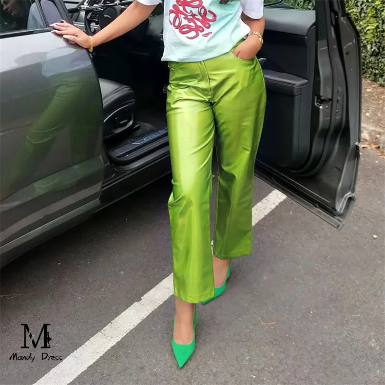 Hot Selling Ladies Y2K Clothing Trousers PU Leather Streetwear Techwear Winter Clothes Long Pants For Women