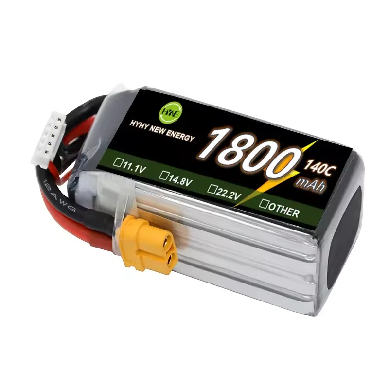 rechargeable grade A+ high discharge rate 120C 11.1V 14.8V 22.2V 1800mAh fpv racing drone OEM lithium ion polymer lipo battery