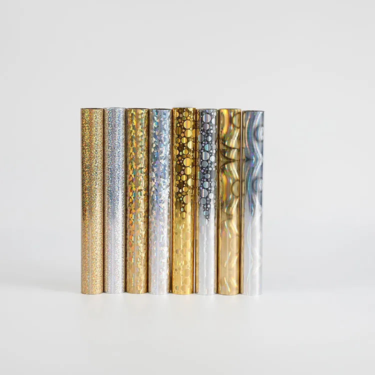 16mic Factory High Quality Golden Metallic Grid PET Holographic Heat Transfer Printing C-EG Hot Stamping Foil Roll for Clothing