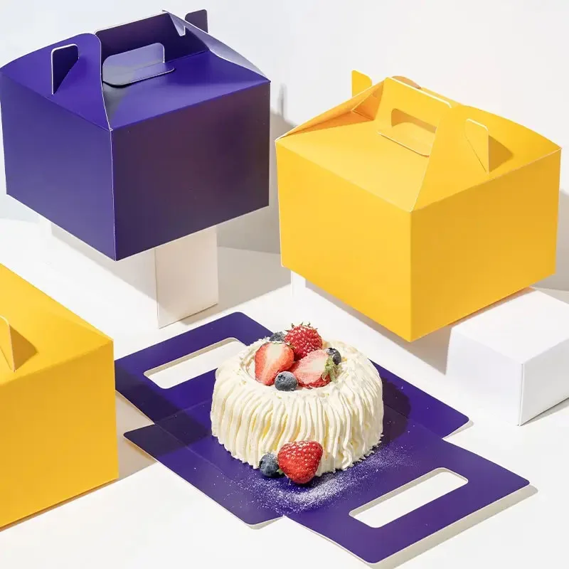 Custom Reusable Foldable Gift Box With Handle Cookie Box Packaging for Candy Donut Cake