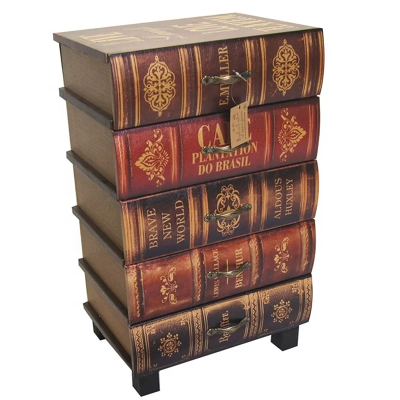Antique 3-5 Cabinet Drawers Wood  and Pvc Printing  Living Room Cabinet and Bedroom Furniture Nightstands Bedside Table