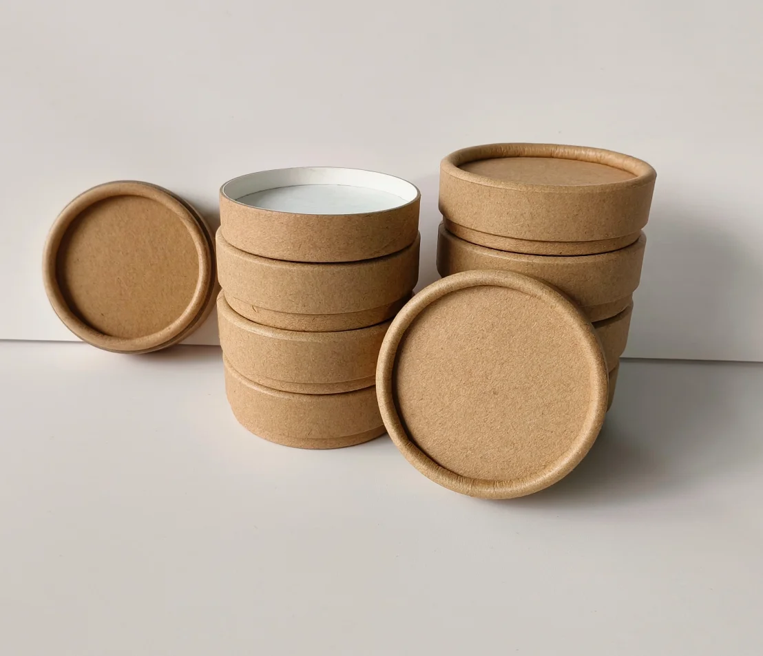 Recyclable Eco-Friendly fat Lip Balm cylinder box Deodorant Stick wax lined Packaging Kraft Paper jar Lipstick tube