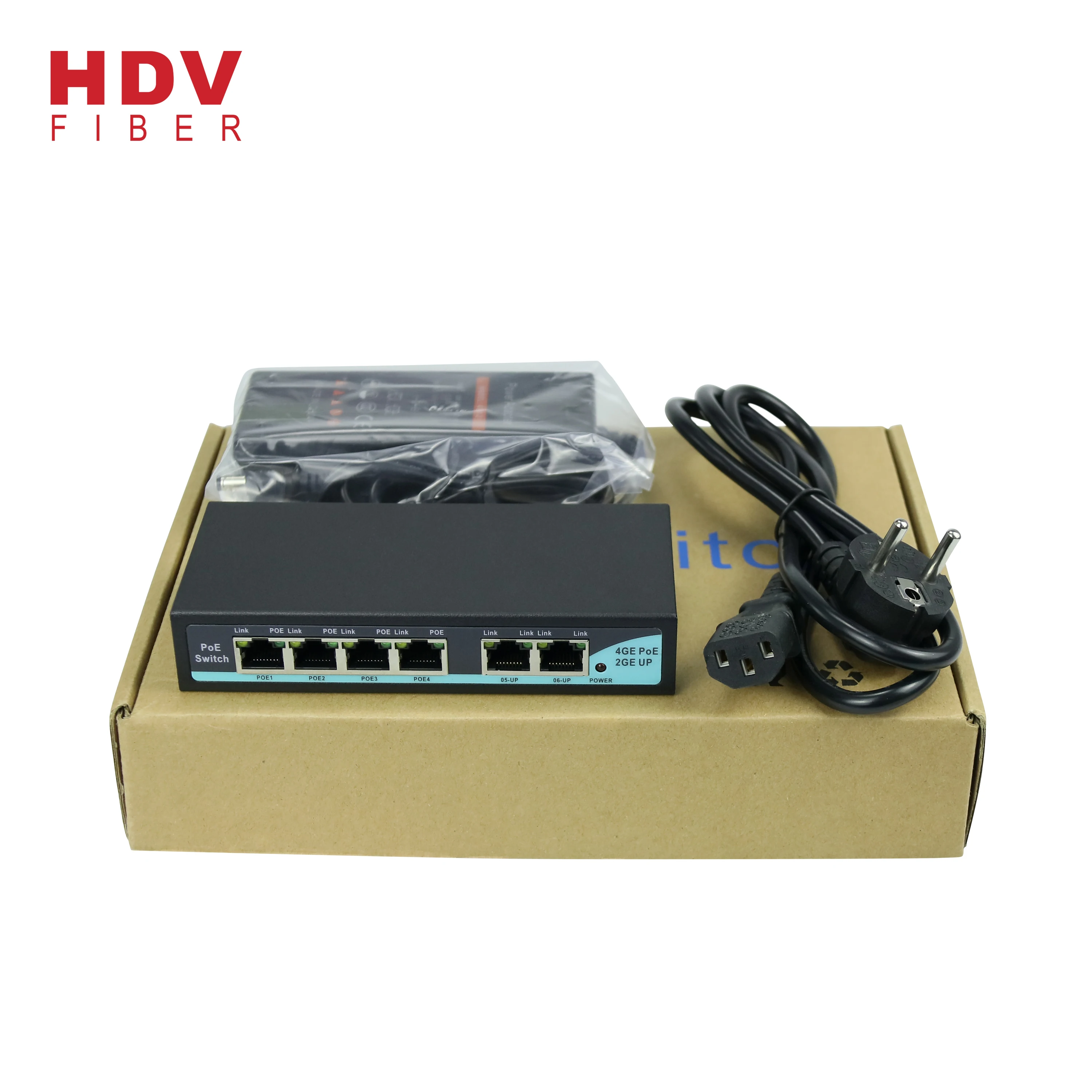 Fast Ethernet Network Equipment 6 Port Gigabit POE Network Switch Support IEEE 802.3af/at Output 52V