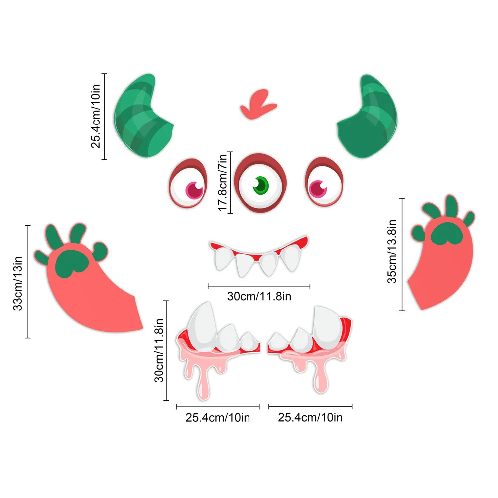 New Halloween Terrifying Eyes Teeth Atmosphere Garage Stickers Car Trunk Car Sticker painting