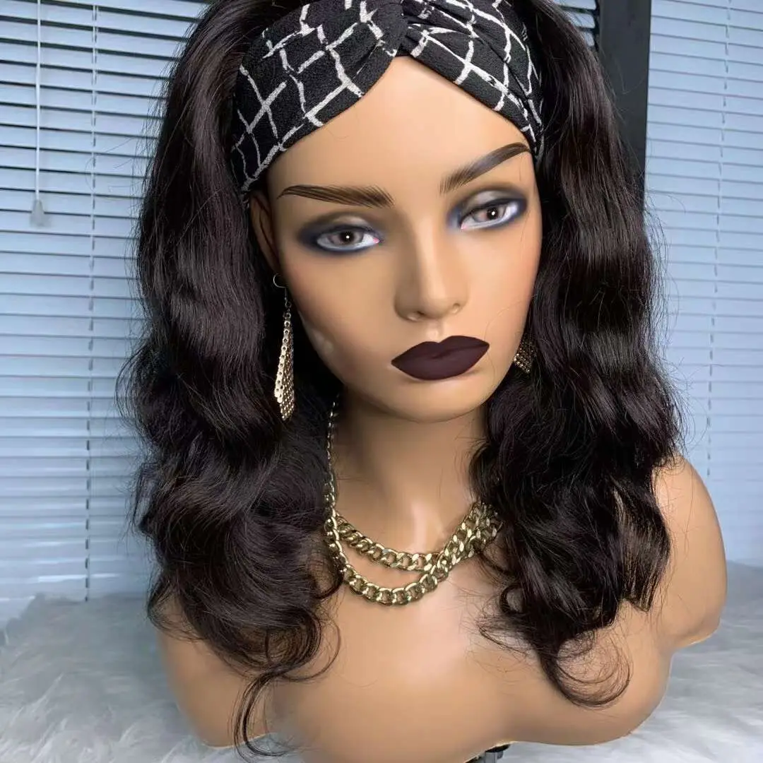 Wholesale Chhair Lineand Wigs Brazilian Hair 1 Piece Long Curly Hair Machine Made Non Lace Wig Long Smooth Front Wig for Sale