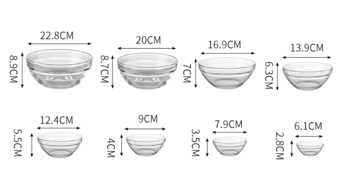 8 Piece 3.5 Inch Mini Stackable Clear Glass Prep Bowl for Kitchen Prep,Dessert,Candy Dishes,Nut,Sauces,Dips,Condiments