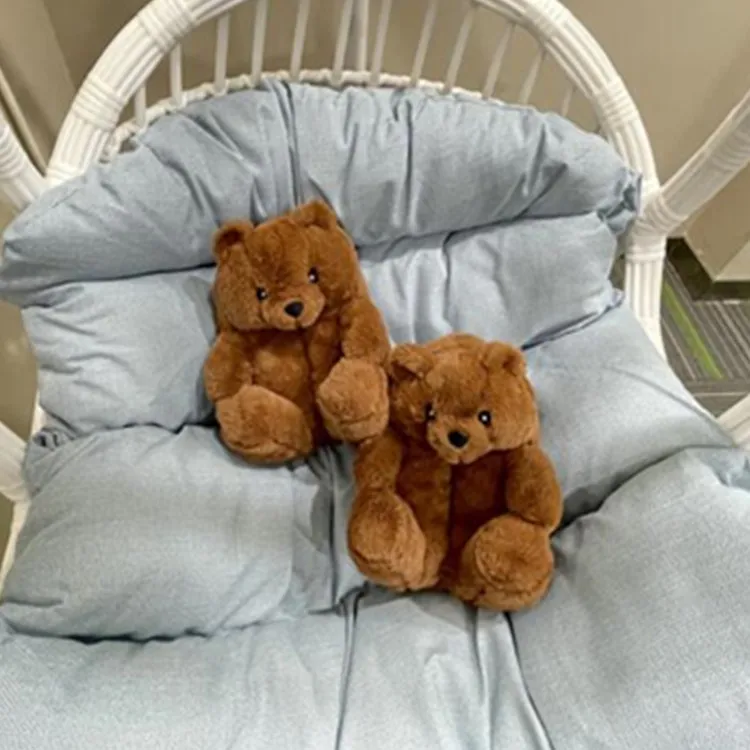 Teddy Bear Slippers designer Cute Plush Toys Comfortable All Inclusive Winter Warm Furry Ladies One Size Teddy Bear Slippers