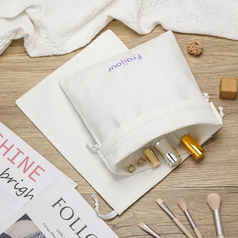 Хлопковая сумка на шнурке маленькая Подарочная хлопчатобумажная 100% тканевая