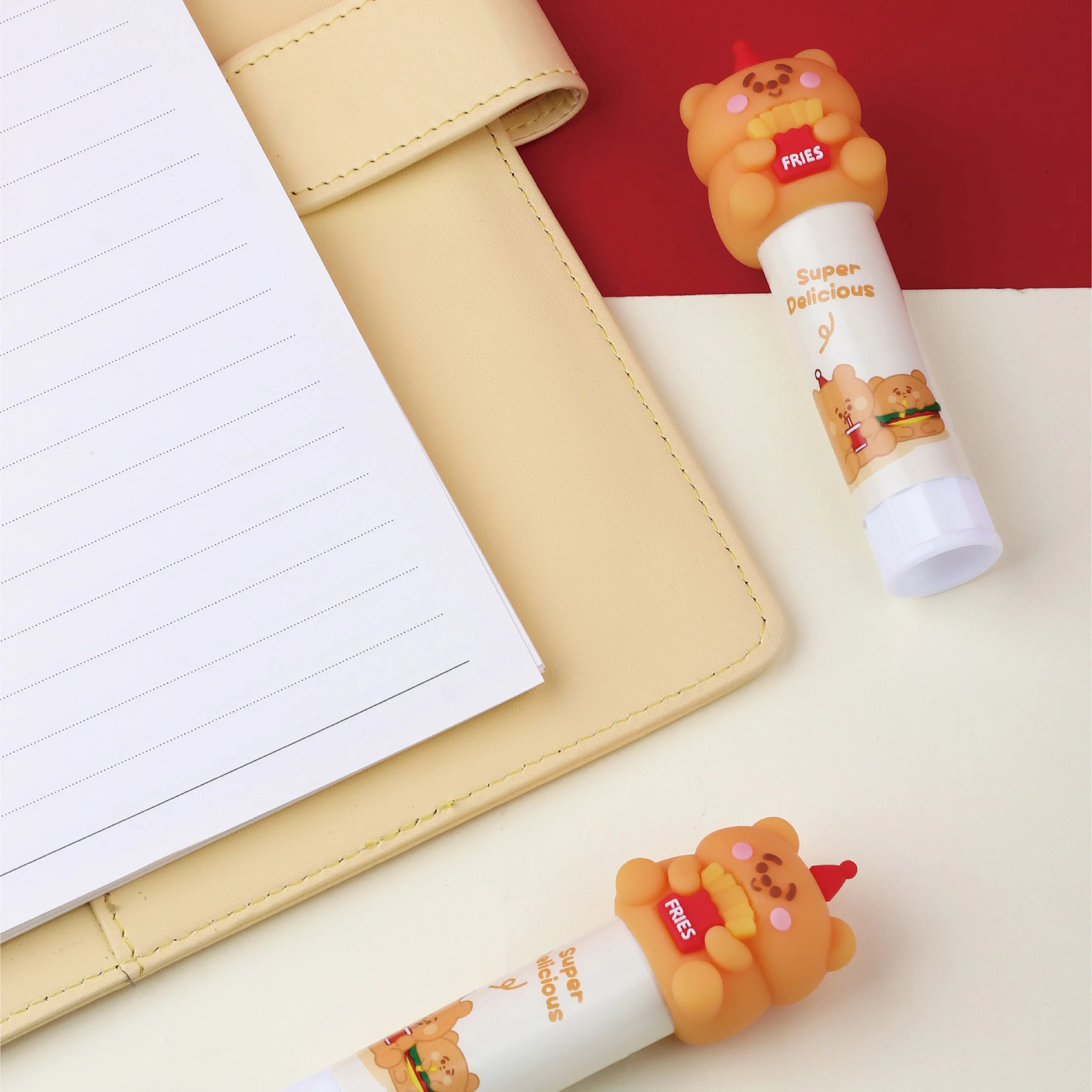 KUKI Brand Office & School Cute Cartoon Fruit Duck Use Customized Pink Cute Kawaii Glue Stick