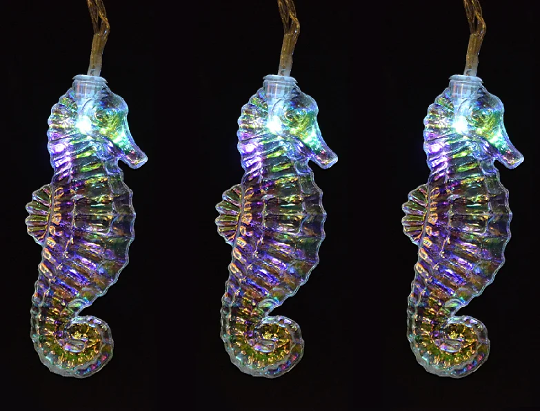 Clearance Sale Sea Horse LED String Lights Under Sea Nautical Ocean Theme Seamaster Shaped Lights Battery Hippocampus Lamp