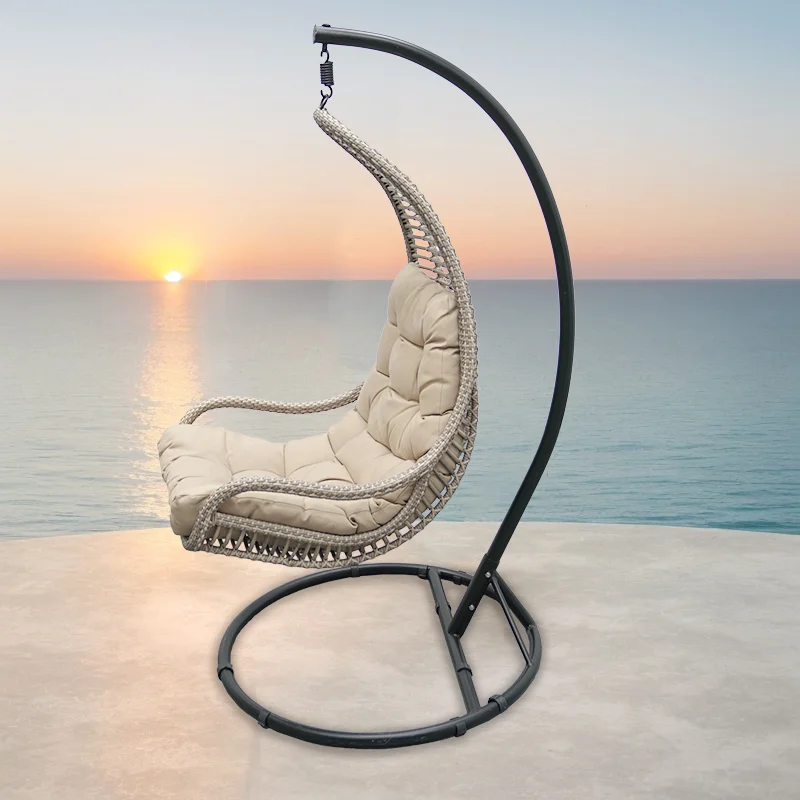 Higher Quality Outdoor Garden Patio Swing Set Rattan Hanging Chair Outdoor Swing Chair Swing Chair with Stand