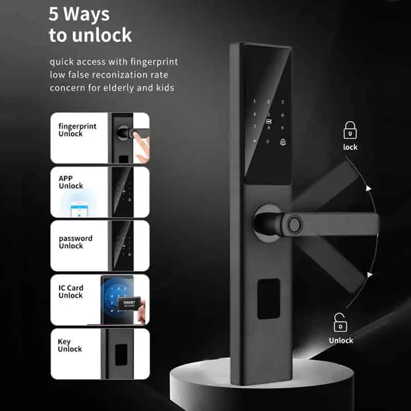 Modern Design Cerraduras Tuya Smart Lock Digital WiFi App Controlled Aluminum Fingerprint Door Lock