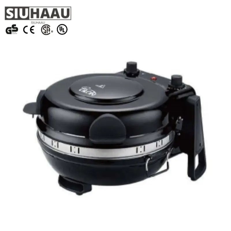 USB Electric Pizza Oven Stainless Steel Rotating Maker with Built-In Oven Stone Baking Pan Mini Indoor BBQ Use