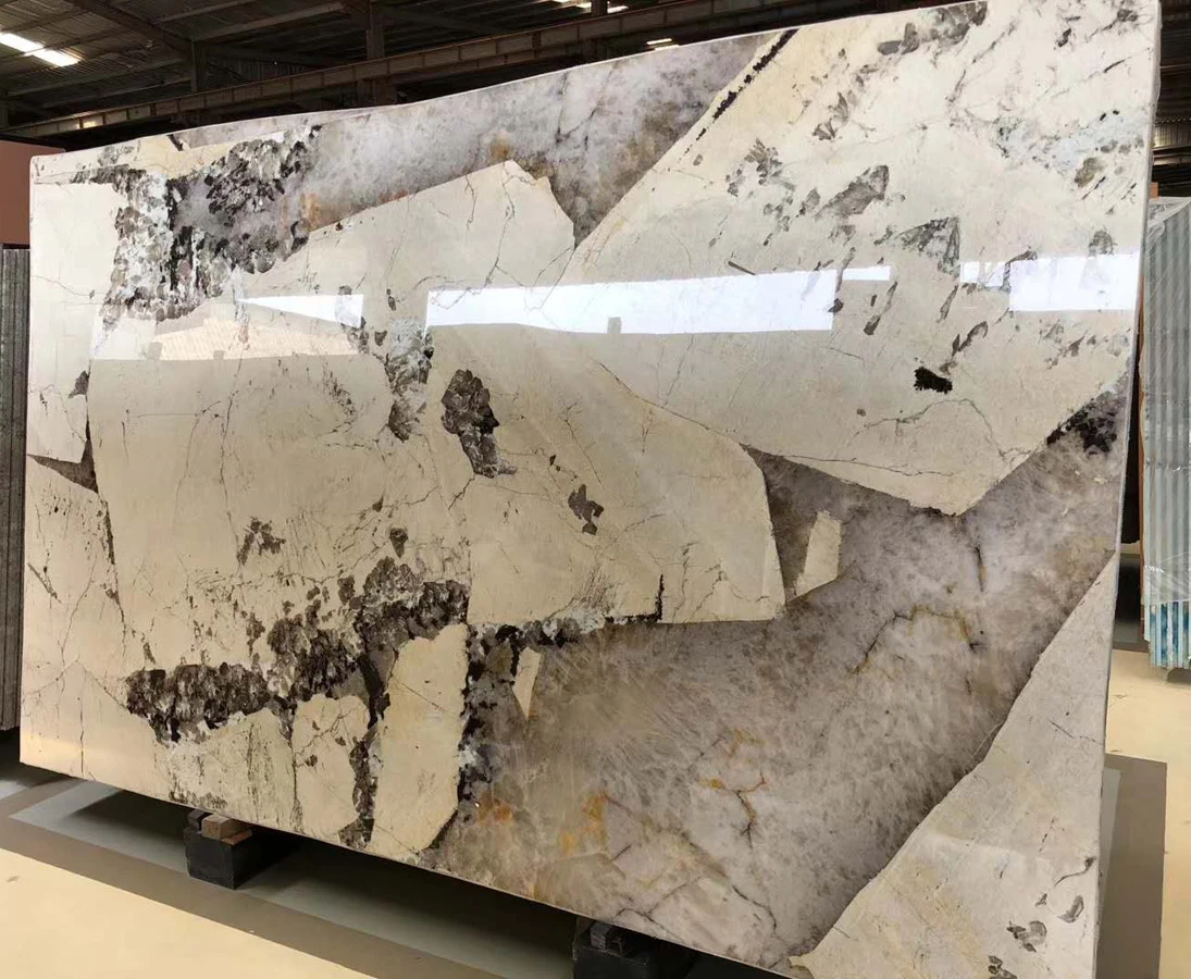 Brazil White Crystal Stone Patagonia Countertop Granite Slabs Kitchen Countertop And Island For Villa