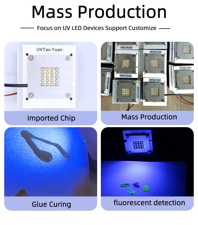 UVA LED Chip 365nm 50W Fast Curing Glue Ink Resin Module Catalytic Chlorination Experimental LED Light Uv COB LED Lamp