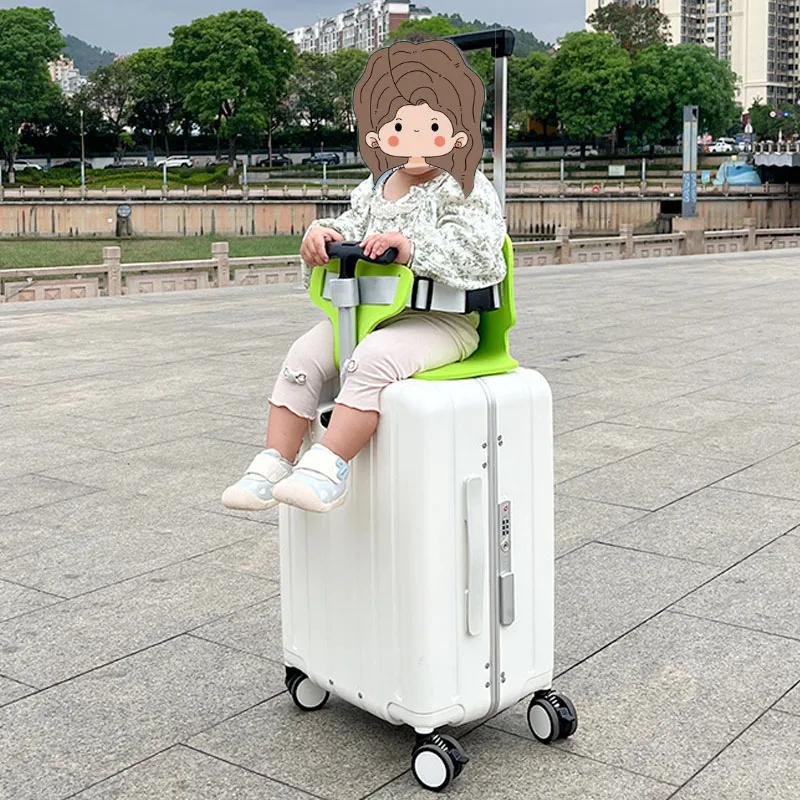 Suitcases Children 20 Inch Aluminum Centre Frame Luggage Carry on Luggage with Child Seat TSA Lock PC Kids Suitcase Luggage