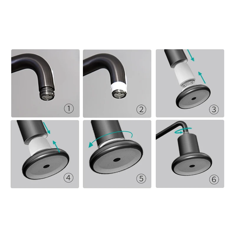 Black 6 inch Round 6 stages Amino Acid&Dechloramine&KDF Shower Head Set with Shower Head Water Filter with Cartridge OEM