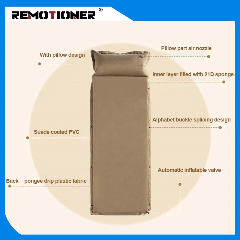 New Suede Automatic Inflatable Outdoor Portable Sleeping Pad Mattress Self-inflating Camping Mat