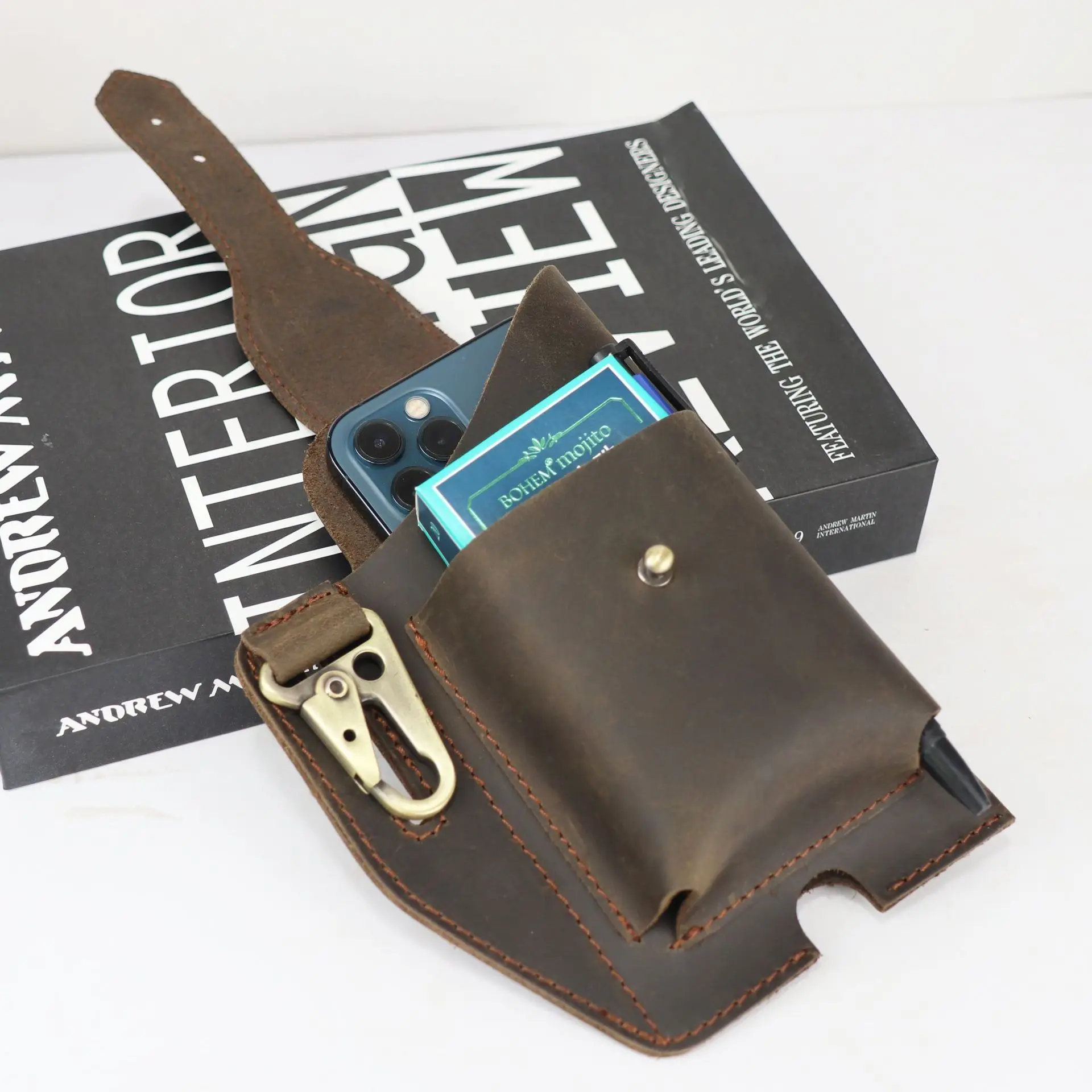 
Waist Bags Men Leather Shoulder Bag Fanny Pack Waist Crossbody Mobile Phone Bag 