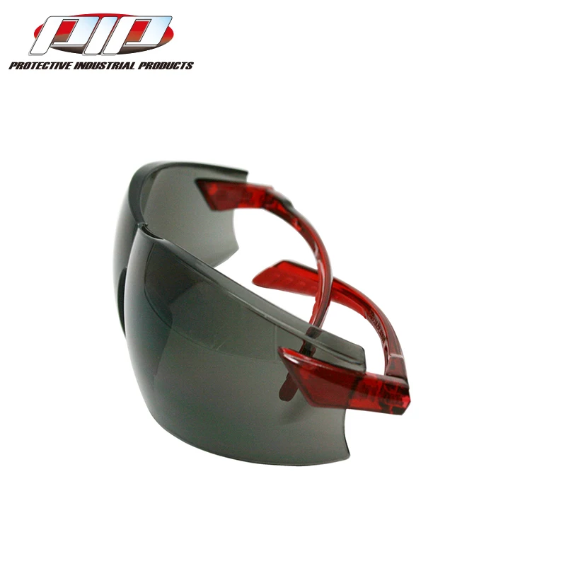 Rimless Safety Glasses with Red Temple, Gray Lens and Anti-Scratch / Anti-Fog Coating