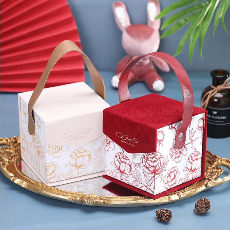 В наличии, Высококачественная портативная бархатная Подарочная бумажная упаковочная коробка для конфет на свадьбу