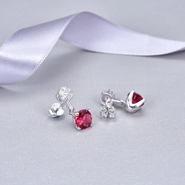 Pakistani Silver925 Jewellery Ruby Crystal Valentine Earrings