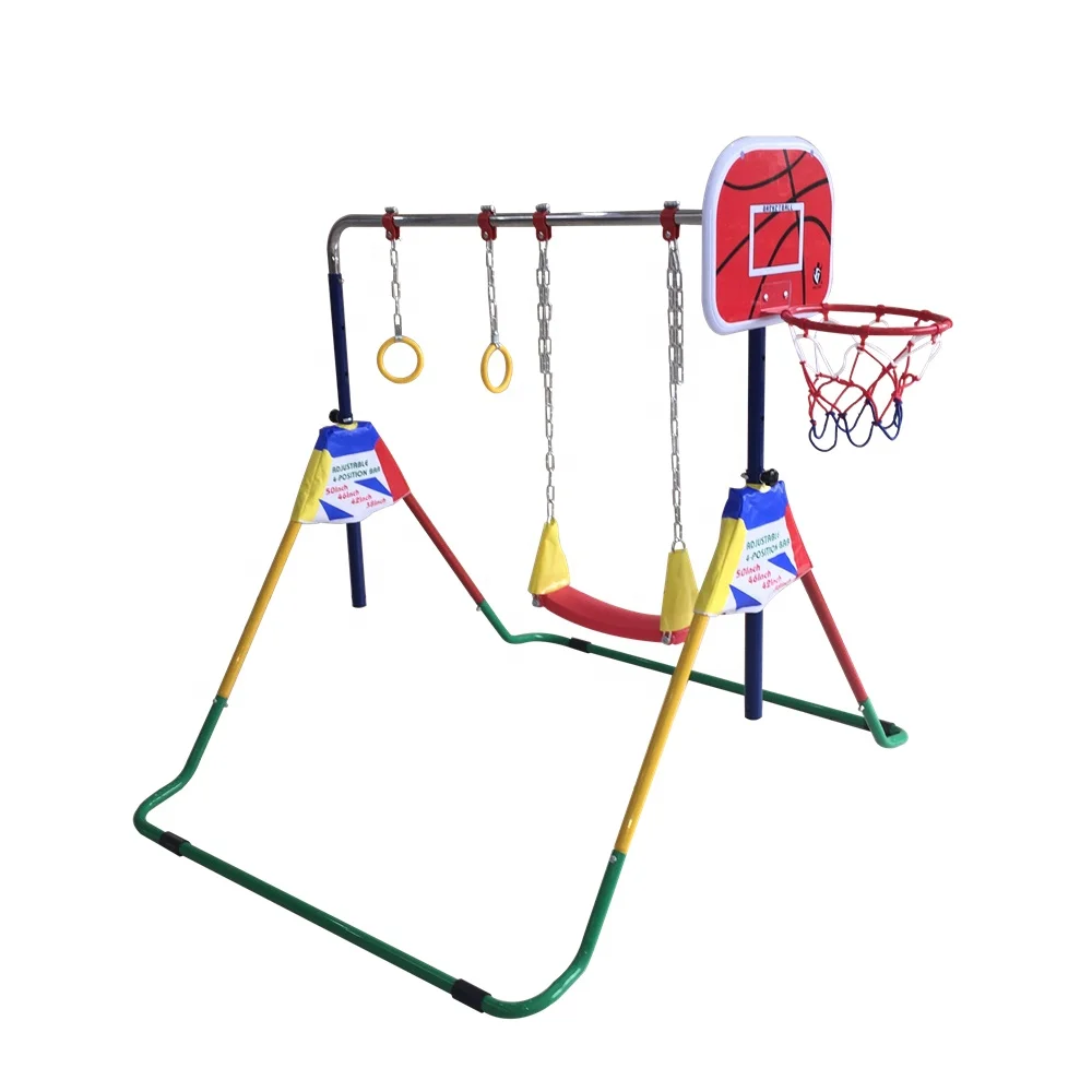 Gymnastics Equipment Indoor Kids Horizontal Bar With Rings, Swing, Basketball