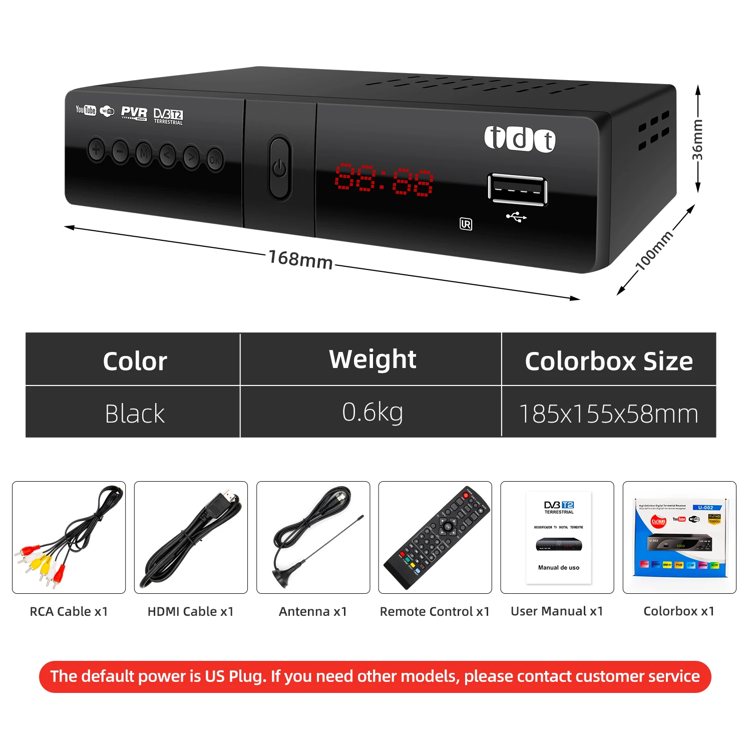 Digital Receiver free to air DVBT2 receptor tdt decodificador tv tuner docoder stb set top box