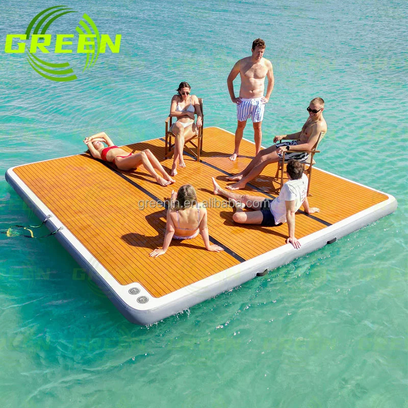 GREEN Inflatable dock deck inflatable floating platform float dock platform with ladder