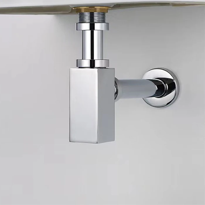 Bathroom Accessories Basin Siphon Brass Square Modern Sink Decorative Bottle Trap