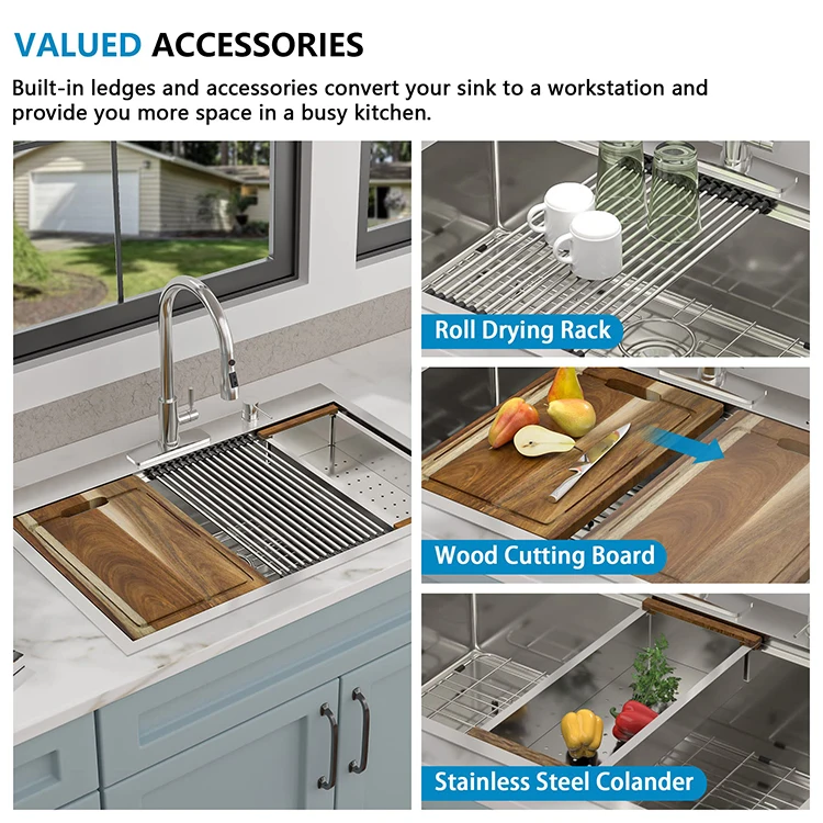 Topmount Kitchen Sink SUS304 Stainless Steel Topmount Kitchen Sink Single Bowl