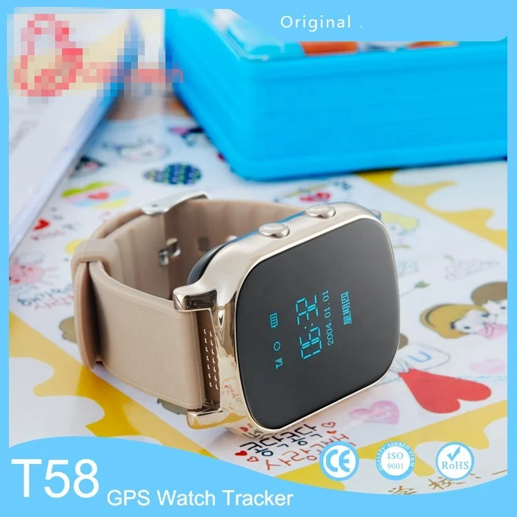 T58 Elderly GPS Watch Mini sport watch GPS wifi Double Locate Remote SOS Wristwatch golden silver Smart Watch kids APP