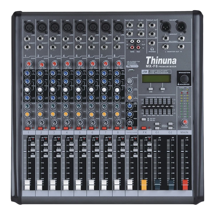 Thinuna MX-F8 Универсальный Высококачественный аудио микшер 8-канальный стерео двухплюсовый dj консоль с USB и