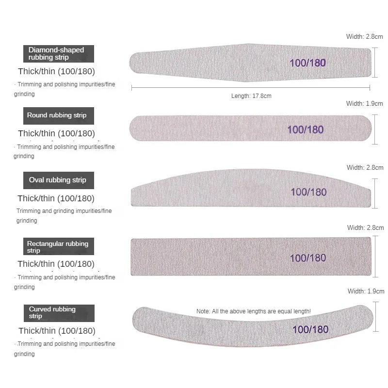 Custom Logo Nail Files 100/180 Double Side Durable Rectangle Straight Round Sandpaper Professional Nail File