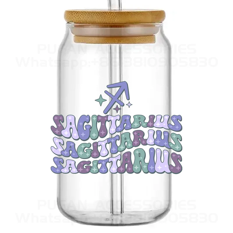 In Stock 4inch H Twelve Constellation Design 3D Sticker  UV DTF Cup Wraps UV Transfer Sticker For Mugs Mobile Phone