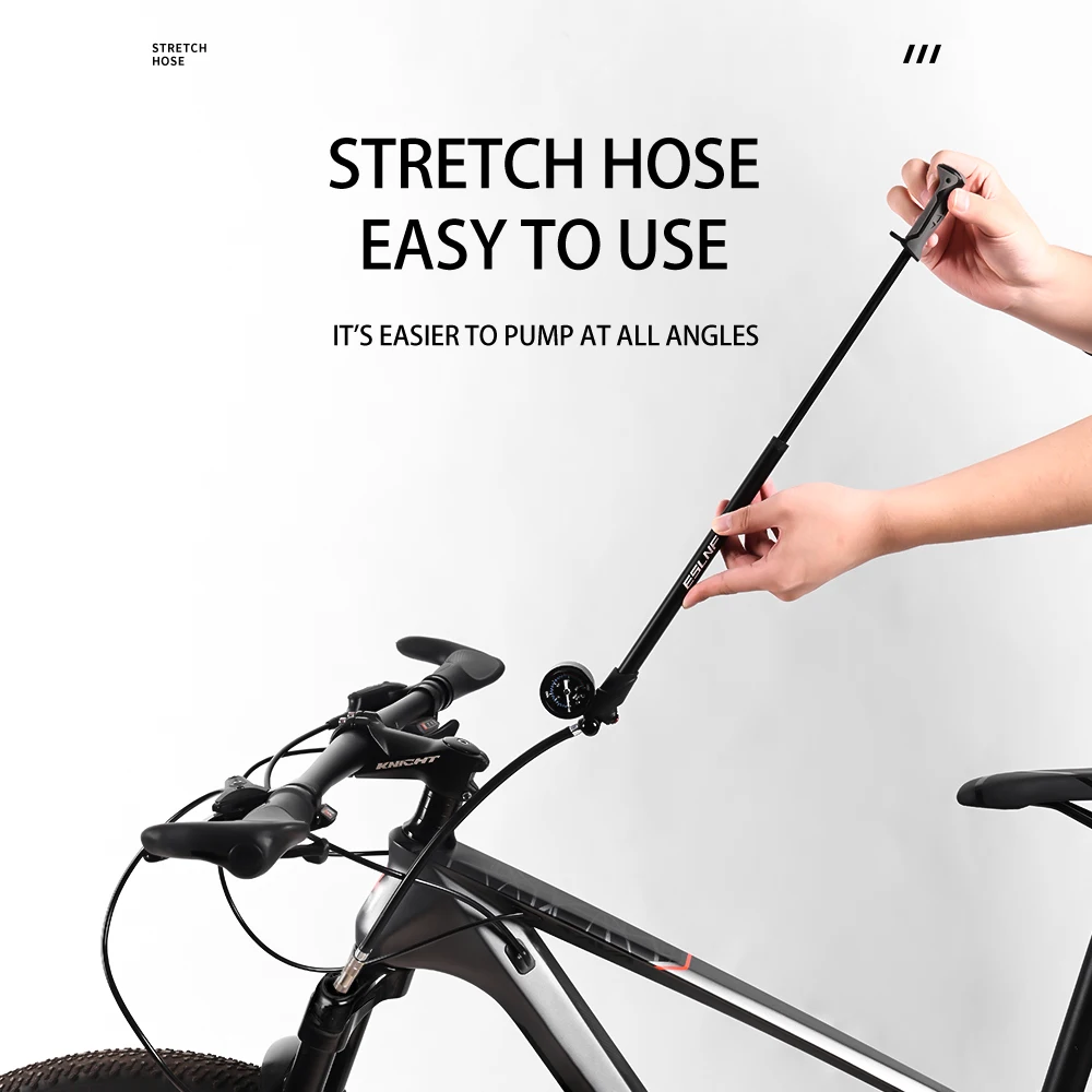New arrived mtb cycling portable 300psi air pump aluminum alloy bicycle front fork pump with pressure gauge