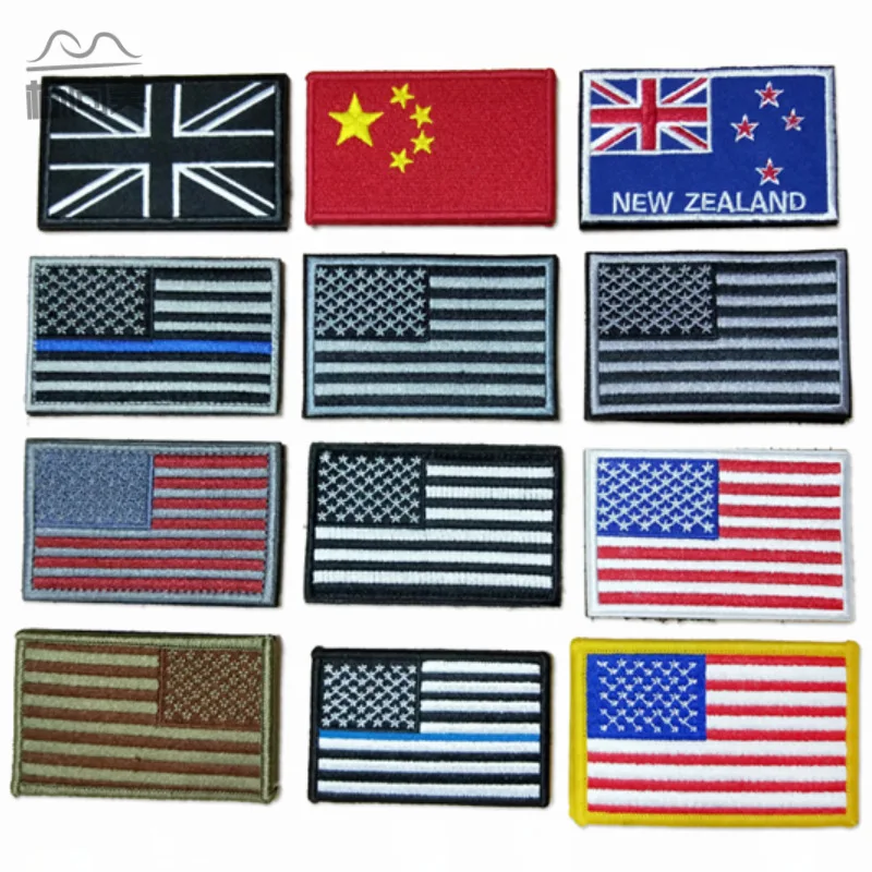 Custom Country flag patch chile USA Canada UK France iron on embroidery badge for hat and clothes