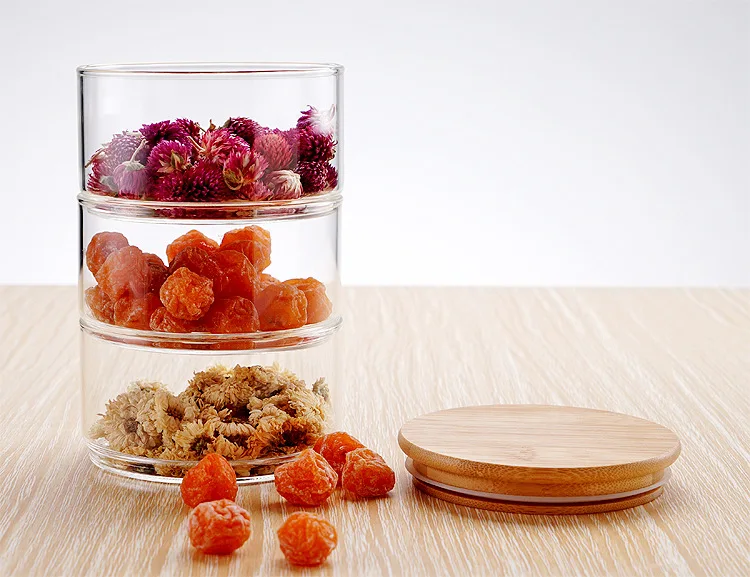 Kitchen storage tank Leakproof glass food  jar Can be stacked