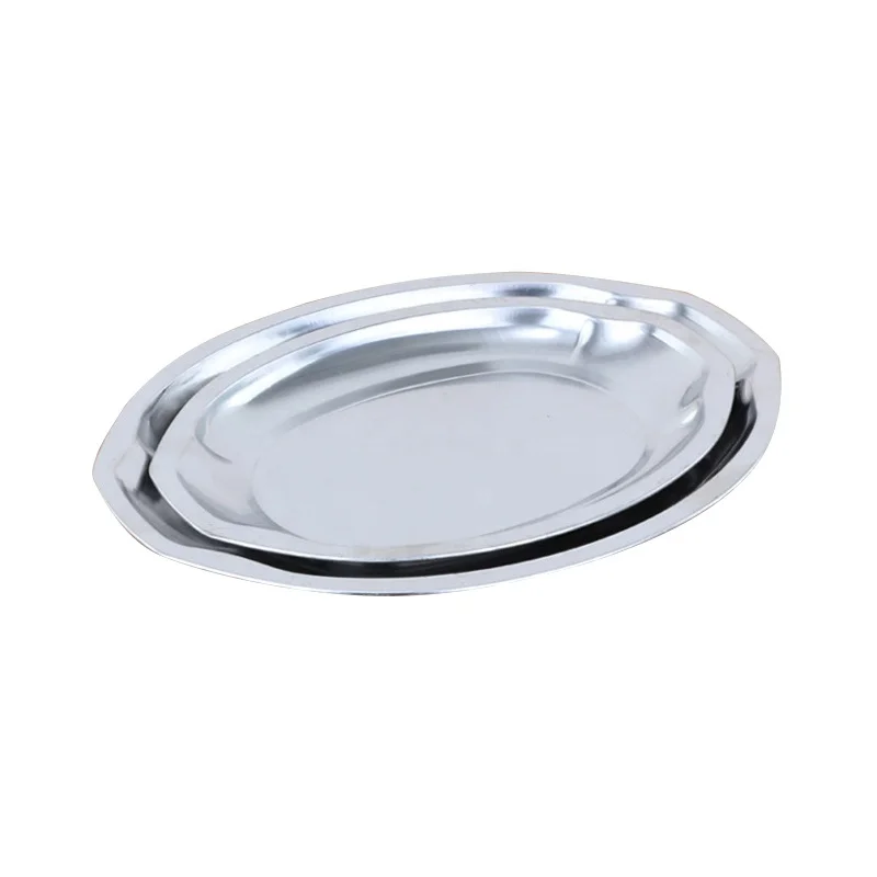 Egg shape dinner plate stainless steel oval plate for wholesale