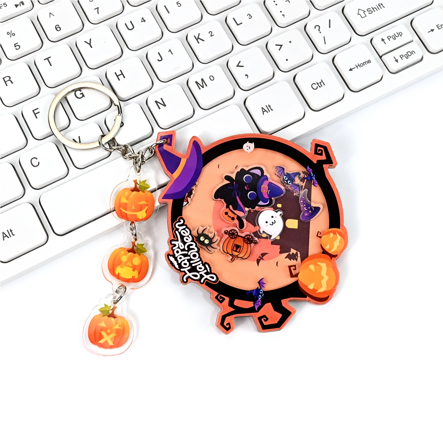 Custom Cartoon Plastic Acrylic Shaker Keychains Promotional Logo Printed Shaking Keyring Small Acrylic Shaking Charms