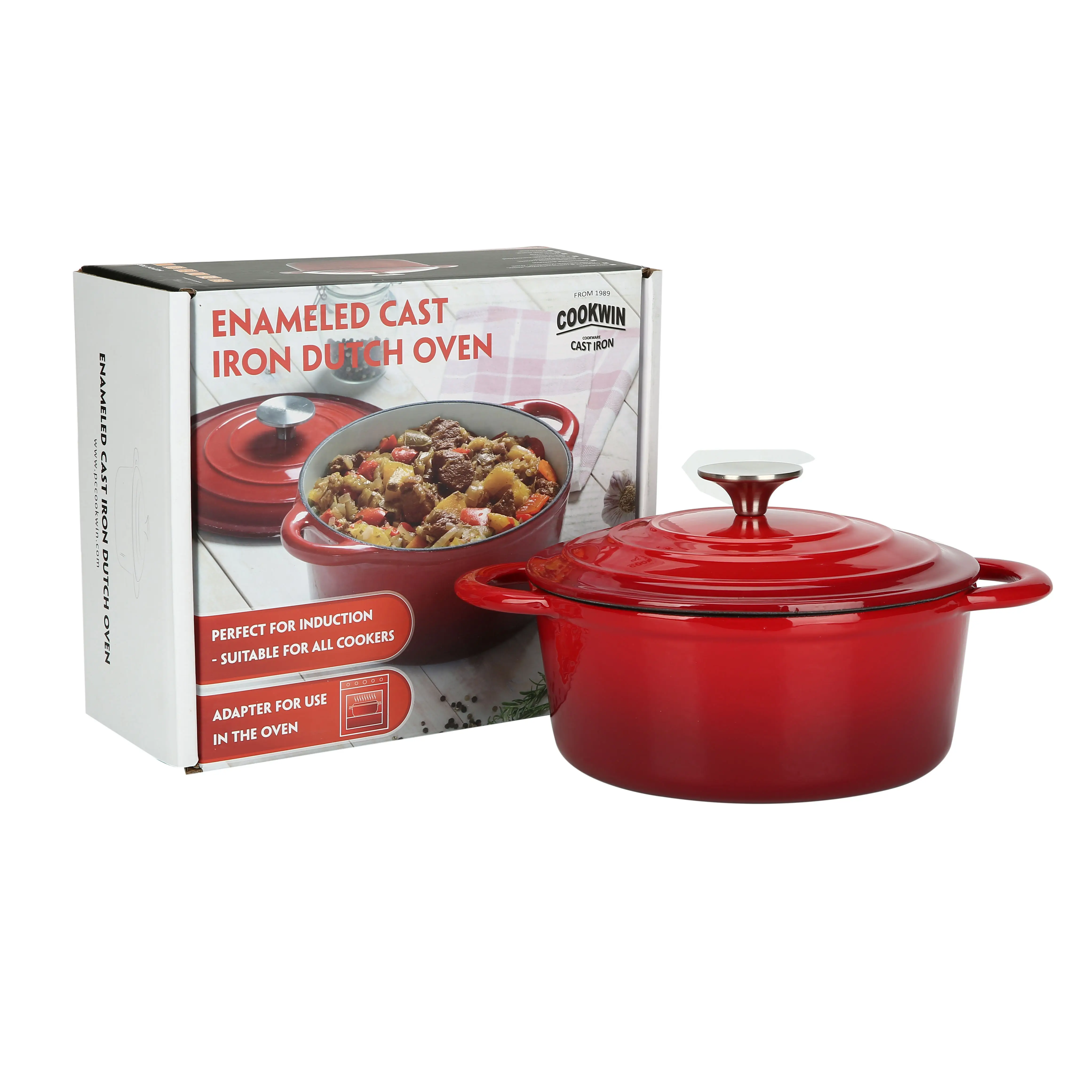 High Volume Enameled Covered Round Dutch Oven Camping Cast Iron Dutch Oven Pot with Loop Handles