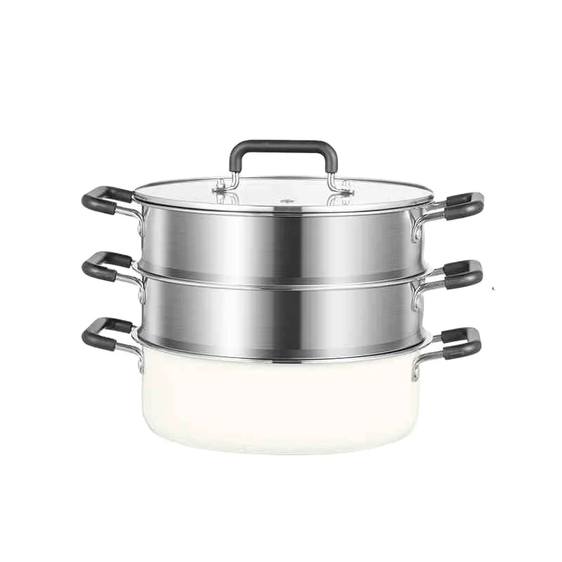 316 stainless steel soup pot hot pot household porridge soup stew cooking pot induction cooker multi-layer steamer